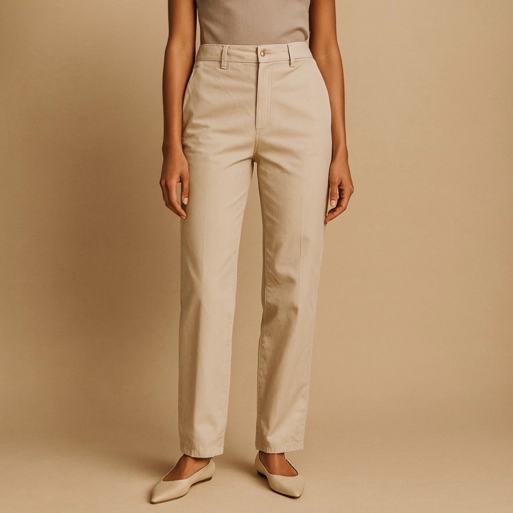 Izod American Utility Cotton Twill Chino Pants Tan/Beige Women Size 10R